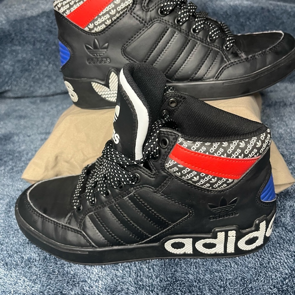 Adidas Black and Blue Sneakers with Sporty Design